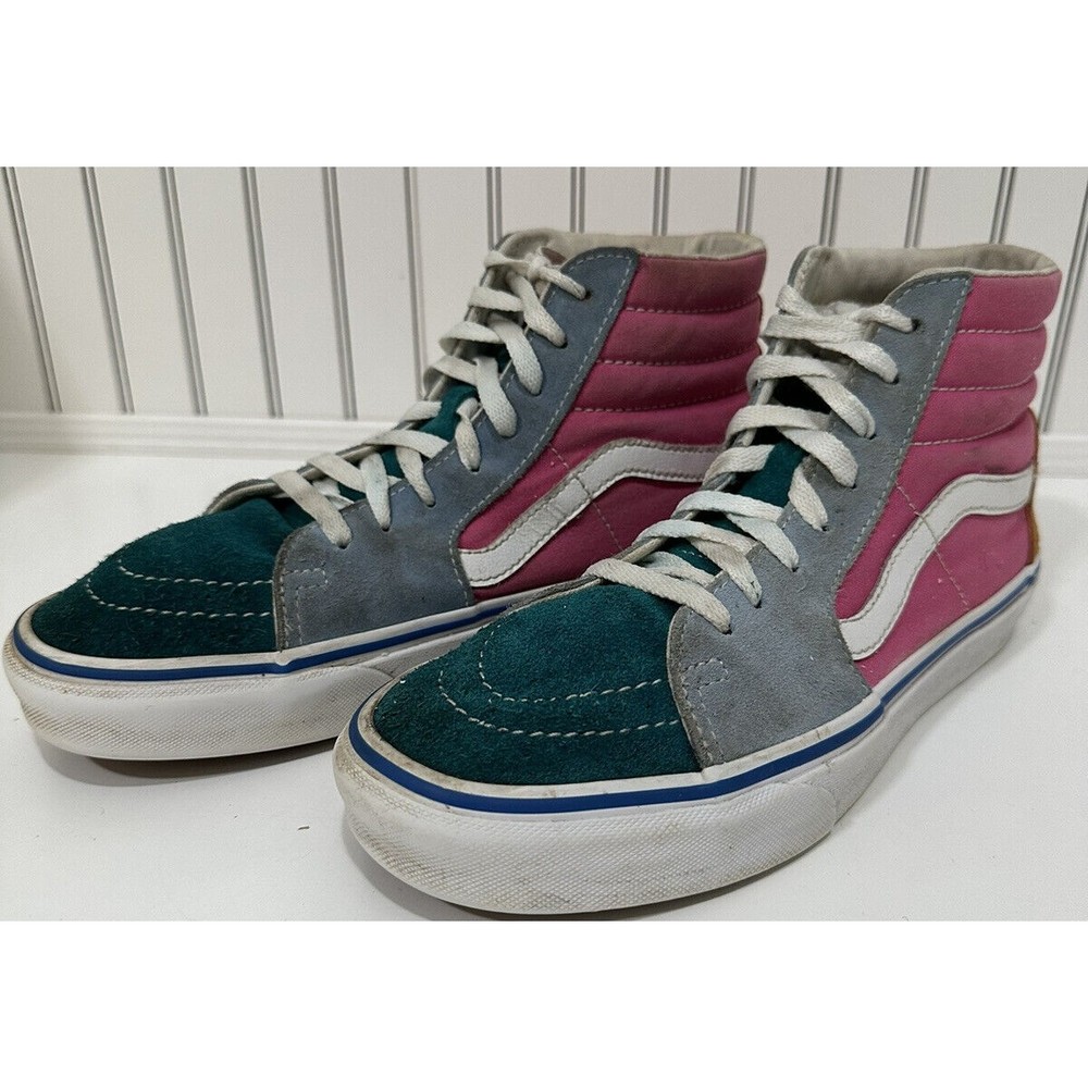Vans High Top Sk8-HI;  Men’s 7, Women's 8.5  Suede Multicolor Sneakers.
